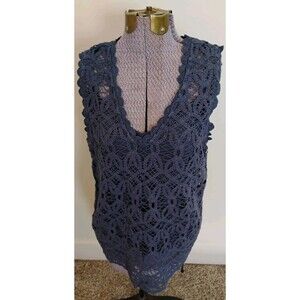 NWT Sundance Women's Blue Khloe Crochet Lace Sleeveless Top & Camisole Lined M